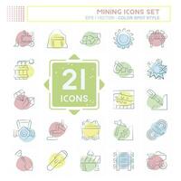 Icon Set Mining. related to Industry symbol. Color Spot Style. simple design editable. simple illustration vector