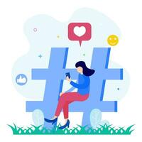 Illustration vector graphic cartoon character of hashtag