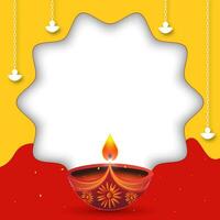 Happy Diwali festival of lights background with diya. Vector illustration.