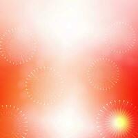 Vector illustration of fireworks on red background. Happy Diwali celebration firecrackers on abstract background in bokeh effects.