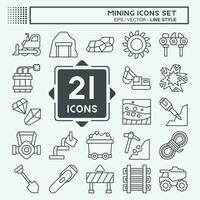 Icon Set Mining. related to Industry symbol. line style. simple design editable. simple illustration vector