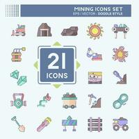 Icon Set Mining. related to Industry symbol. doodle style. simple design editable. simple illustration vector