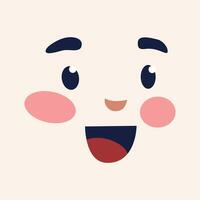 vector cute faces kawaii on white background