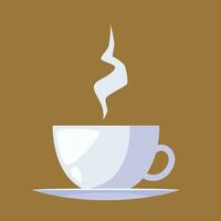 Vector cup of hot coffee with smoke flat style decorative design for cafeteria posters banners