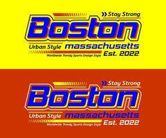 Boston Massachusetts city racing typeface, for print on t shirts etc. vector