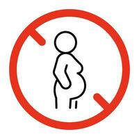 Forbidden entry pregnant woman, ban sign. Prohibited zone, symbol of danger for pregnancy. Restriction icon. Vector sign