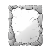 Stone tablet rock banner with cracked elements for game UI png