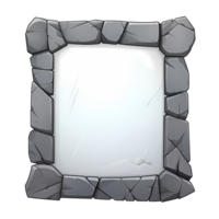 Stone tablet rock banner with cracked elements for game UI png