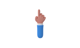 Finger pointing. Hand pointing. 3D rendering. PNG