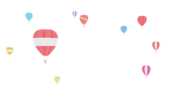 kleurrijk heet lucht ballonnen.3d weergave. illustratie digitaal. kleurrijk schattig pastel. PNG