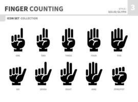 finger count solid icon set,vector and illustration vector