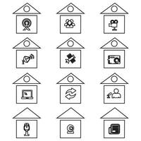 conjunto de iconos de vector de casa. colección de signos de ilustración del hogar. símbolo de construcción.