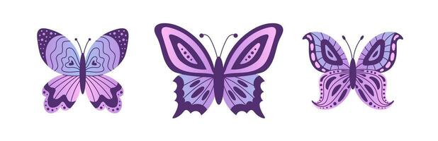 Violeta garabatear mariposas conjunto vector