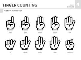 finger count line icon set,vector and illustration vector