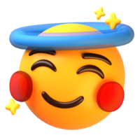 souriant visage avec Halo 3d emoji icône png