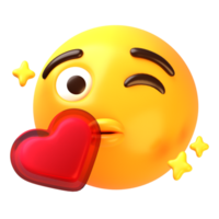 Face blowing a love kiss 3D Emoji Icon png