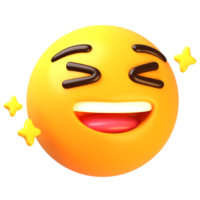 Smiling face with open mouth and close eyes 3D Emoji Icon png