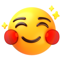 sonriente cara con enrojecido las mejillas 3d emoji icono png