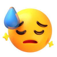 Sad face with cold sweat 3D Emoji Icon png