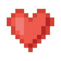 Vector pixel art retro pixelated red heart