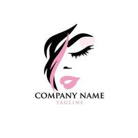 beauty lady hair logo design vector