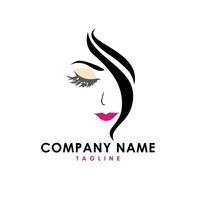 beauty lady hair logo design vector