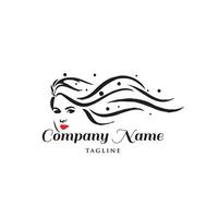 beauty lady hair logo design vector