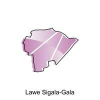 vector map of Lawe Sigala Gala City modern outline, Logo Vector Design. Abstract, designs concept, logo, logotype element for template.
