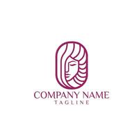 beauty lady hair logo design vector