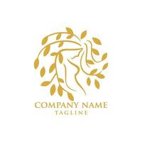 beauty lady hair logo design vector