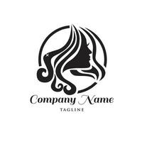 beauty lady hair logo design vector