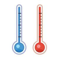 Vector thermometers hot and cold on white