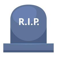 Vector grave rip icon in cartoon style isolated on white background death symbol