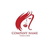 beauty lady hair logo design vector