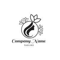 beauty lady hair logo design vector