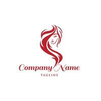 beauty lady hair logo design vector