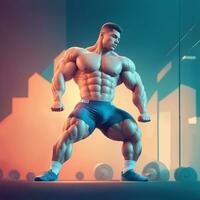 strong athlete man person exercising in the sport gym, workout exercise training in fitness for body strong and fit, bodybuilding and healthy lifestyle by ai generated photo