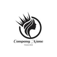 beauty lady hair logo design vector