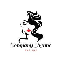 beauty lady hair logo design vector