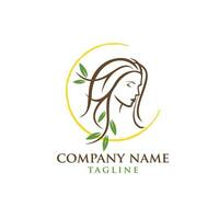 beauty lady hair logo design vector