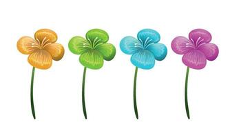 Vector flowers in eight different colors