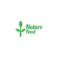 cuchara naturaleza comida logo diseño vector