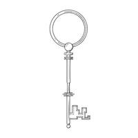 Line sketch of technological door key, symbol, vector