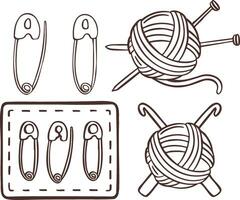 Knitting sewing symbols set needlework vector