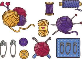 Knitting sewing symbols set needlework  vector made by hands