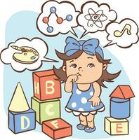 Little girl does not know which orientation to choose, hobby, pu vector