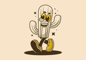 Mascot character illustration of walking cactus vector