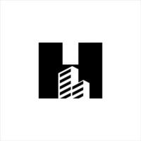 h inicial edificio logo diseño vector símbolo gráfico