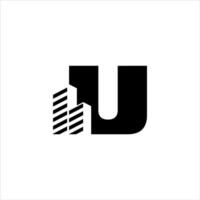 U initial building logo design vector symbol graphic