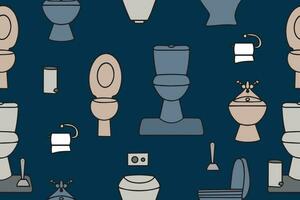 Seamless vector pattern of toilets and toilet paper. Toilet seamless pattern. Vector